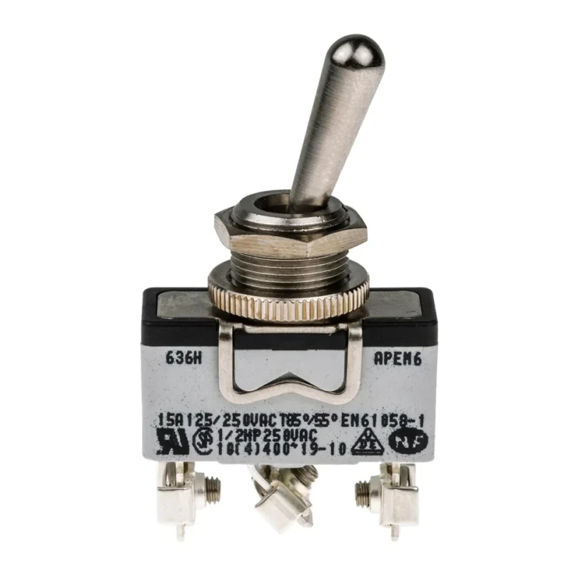 APEM Toggle Switch Panel Mount On-On SPDT Screw Terminal 15A 400 V ac 636H