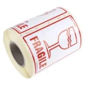 RS PRO Black Yellow Paper Safety Label Fragile Text 79 mm x 108 mm 912-9330
