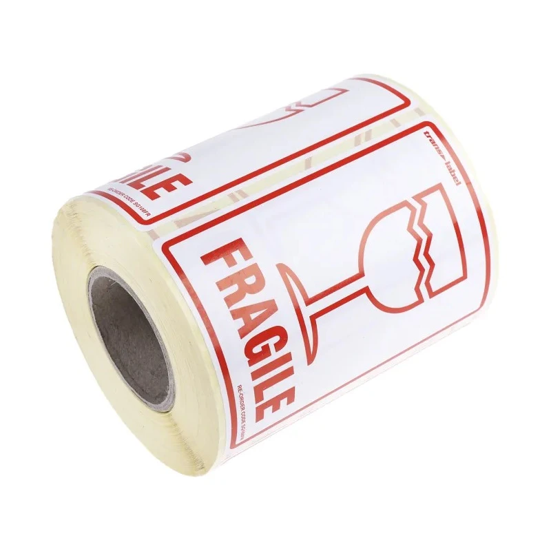 RS PRO Black Yellow Paper Safety Label Fragile Text 79 mm x 108 mm 912-9330