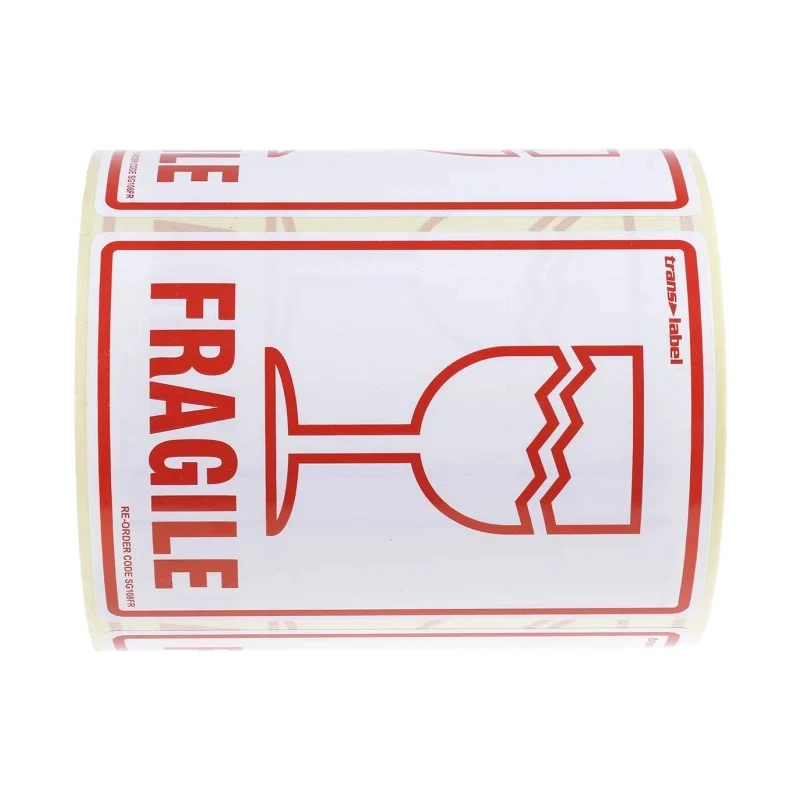 RS PRO Black Yellow Paper Safety Label Fragile Text 79 mm x 108 mm 912-9330