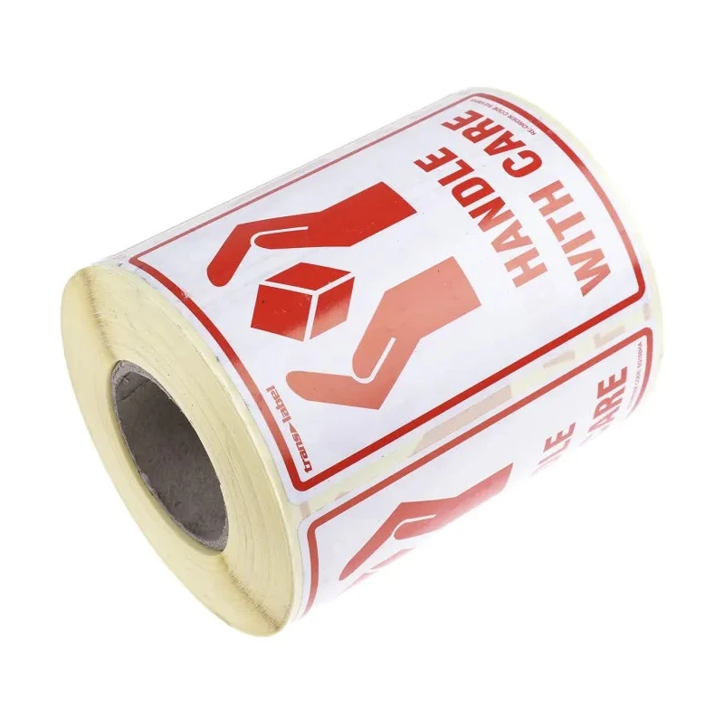 RS PRO Black Yellow Paper Safety Label Handle with Care Text 79mm x 108mm 912-9333