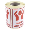 RS PRO Black Yellow Paper Safety Label Handle with Care Text 79mm x 108mm 912-9333