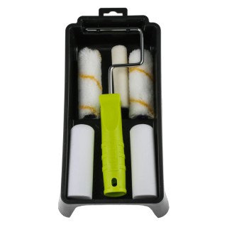 RS PRO Paint Roller & Tray Kit with Plastic Tray, Velour Roller Sleeve, Mini Roller Cage Frame, Foam & Acrylic 913-2468