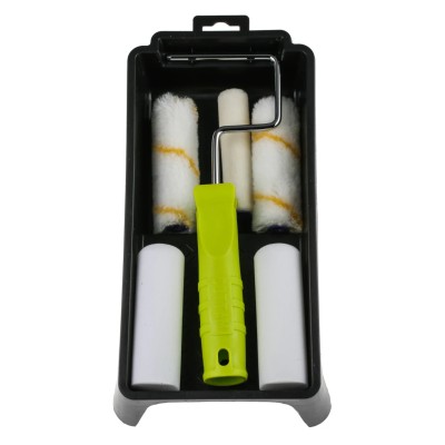 RS PRO Paint Roller & Tray Kit with Plastic Tray, Velour Roller Sleeve, Mini Roller Cage Frame, Foam & Acrylic 913-2468