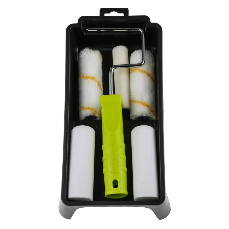 RS PRO Paint Roller & Tray Kit with Plastic Tray, Velour Roller Sleeve, Mini Roller Cage Frame, Foam & Acrylic 913-2468