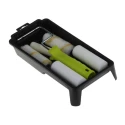 RS PRO Paint Roller & Tray Kit with Plastic Tray, Velour Roller Sleeve, Mini Roller Cage Frame, Foam & Acrylic 913-2468