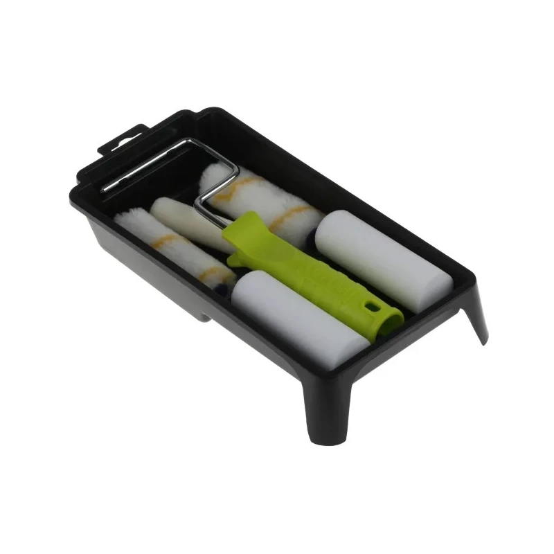 RS PRO Paint Roller & Tray Kit with Plastic Tray, Velour Roller Sleeve, Mini Roller Cage Frame, Foam & Acrylic 913-2468