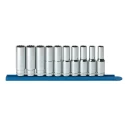 GearWrench 10-Piece 1/2 in 12 Point Deep Metric Socket Set Alloy Steel Chrome Finish 80712