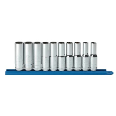 GearWrench 10-Piece 1/2 in 12 Point Deep Metric Socket Set Alloy Steel Chrome Finish 80712