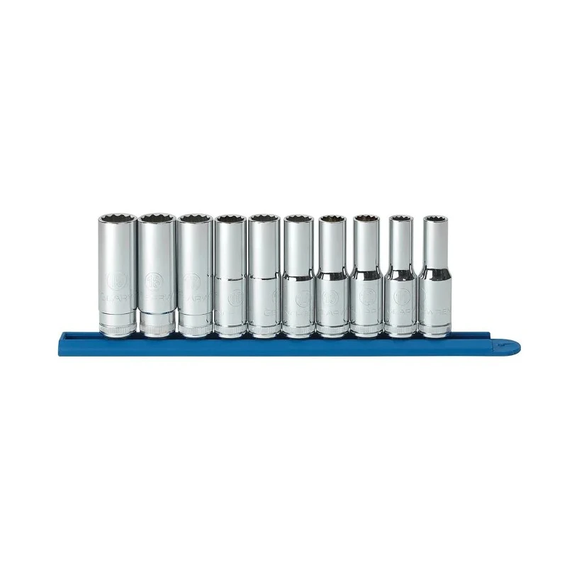 GearWrench 10-Piece 1/2 in 12 Point Deep Metric Socket Set Alloy Steel Chrome Finish 80712