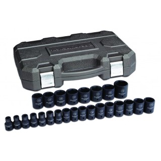 GearWrench 25-Piece 1/2 in Drive 6 Point Impact Socket Set Chrome Molybdenum Steel Manganese Phosphate Finish 84933N
