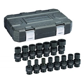 GearWrench 15-Piece 3/8 in Drive 6 Point Impact Socket Set Chrome Molybdenum Steel Manganese Phosphate Finish 84918N