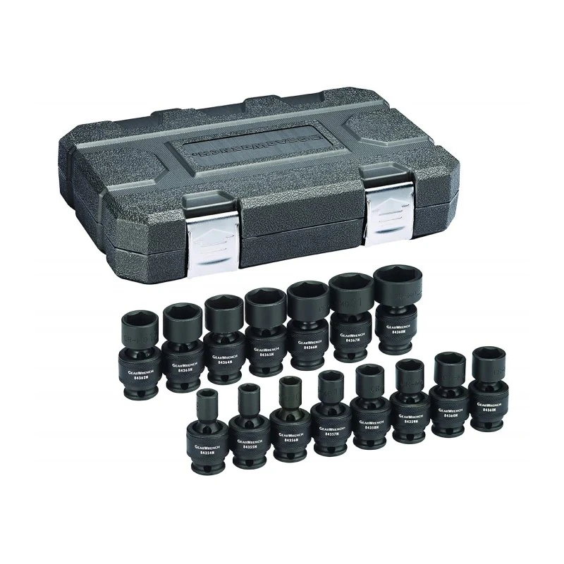 GearWrench 15-Piece 3/8 in Drive 6 Point Impact Socket Set Chrome Molybdenum Steel Manganese Phosphate Finish 84918N