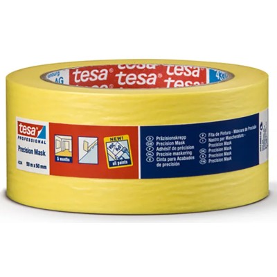 Tesa 4334 Yellow 4334 Precision Mask Masking Tape 50mm x 50m 0.09mm Thickness Acrylic Adhesive 120°C Maximum 04334-00004-01