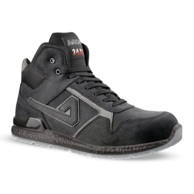 AIMONT 24 Bit Black, Grey Aluminium Toe Capped Unisex Ankle Safety Boots Size 10 EU 44 SRC Slip Resistant KANYE ABI04 44