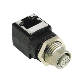 HARTING Right Angle Circular Connector Adapter 4 M12 Female 8 RJ45 Female 21033814401