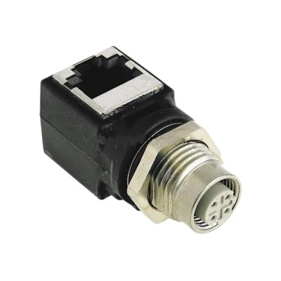 HARTING Right Angle Circular Connector Adapter 4 M12 Female 8 RJ45 Female 21033814401