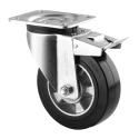 Tente Braked Swivel Castor 350 kg Capacity 160 mm Wheel Diameter Elastic Tyre Pressed Steel Frame 3677IEP160P63