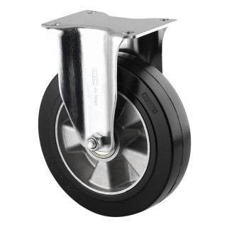Tente Fixed Castor, 600 kg Load Capacity, 200 mm Wheel Diameter, Elastic Tyre, Ball Bearing Hub 3678IEP200P63