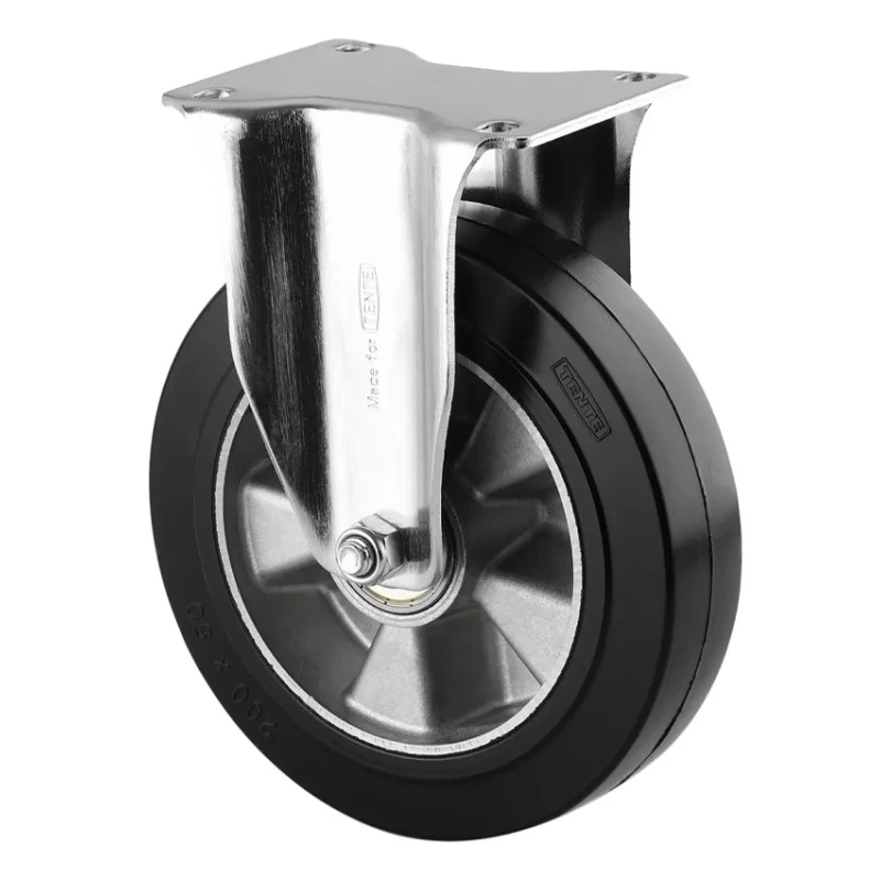 Tente Fixed Castor, 600 kg Load Capacity, 200 mm Wheel Diameter, Elastic Tyre, Ball Bearing Hub 3678IEP200P63