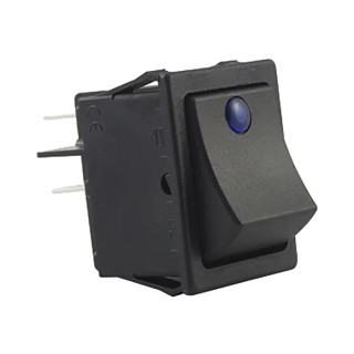 RS PRO Illuminated DPST On-Off On-Off Rocker Switch Panel Panel Mount Polyester Housing Blue Actuator 20A 250V AC 914-3553