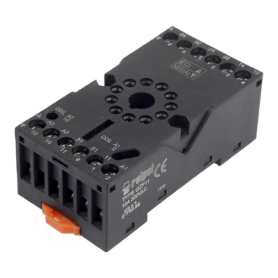 Relpol 11 Way 300V AC DIN Rail Relay Socket for Use with R15 - 3 CO GZP11-BLACK