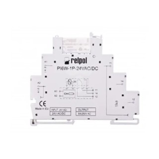 Relpol Interface Relay, DIN Rail Mount, 24V ac/dc Coil, SPDT Contact Configuration, 6A Switching Current PIR6W
