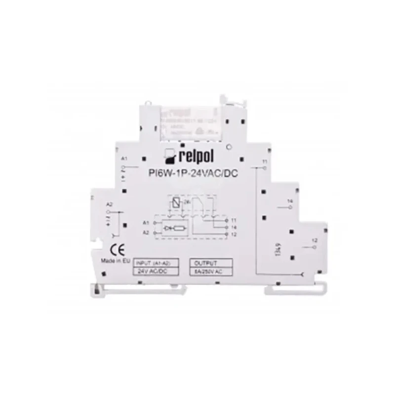 Relpol Interface Relay, DIN Rail Mount, 24V ac/dc Coil, SPDT Contact Configuration, 6A Switching Current PIR6W