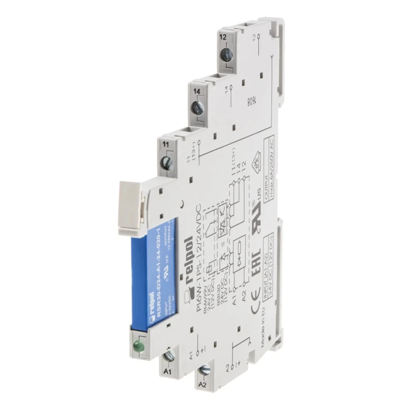Relpol Interface Relay with PIR6W Series 24V ac/dc Coil, SPDT Contact, DIN Rail Mount, 1.2A Current 