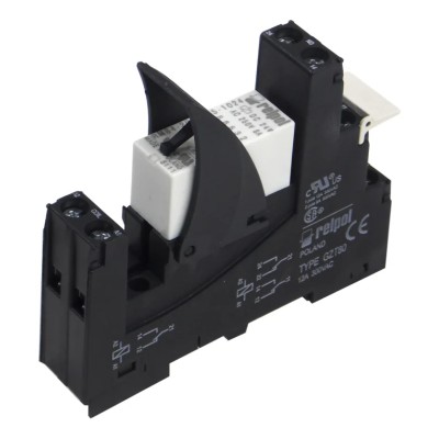 Relpol RM2 Series Electromechanical Interface Relay DIN Rail Mount 24V Coil SPDT RM2-00T-24D