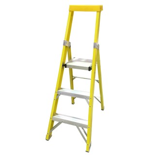 RS PRO Fibreglass 3 Steps Step Ladder 0.71m Platform Height 1.48m Open Length Model 914-3468