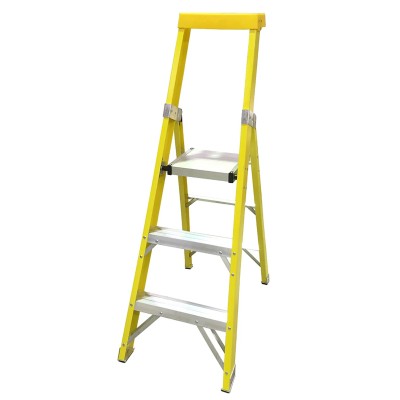 RS PRO Fibreglass 3 Steps Step Ladder 0.71m Platform Height 1.48m Open Length Model 914-3468