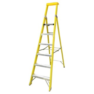 RS PRO Fibreglass 6 Steps Step Ladder 1.65m Platform Height, 3.24m Open Length 914-3474