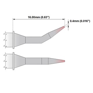 Thermaltronics 0.4 mm Bent Sharp 16 mm Soldering Iron Tip for TMT-9000S-2, MX-5200, MX-5000, MX-500 M6B325