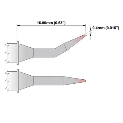 Thermaltronics 0.4 mm Bent Sharp 16 mm Soldering Iron Tip for TMT-9000S-2, MX-5200, MX-5000, MX-500 M6B325
