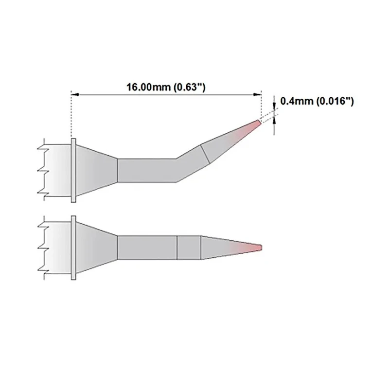 Thermaltronics 0.4 mm Bent Sharp 16 mm Soldering Iron Tip for TMT-9000S-2, MX-5200, MX-5000, MX-500 M6B325