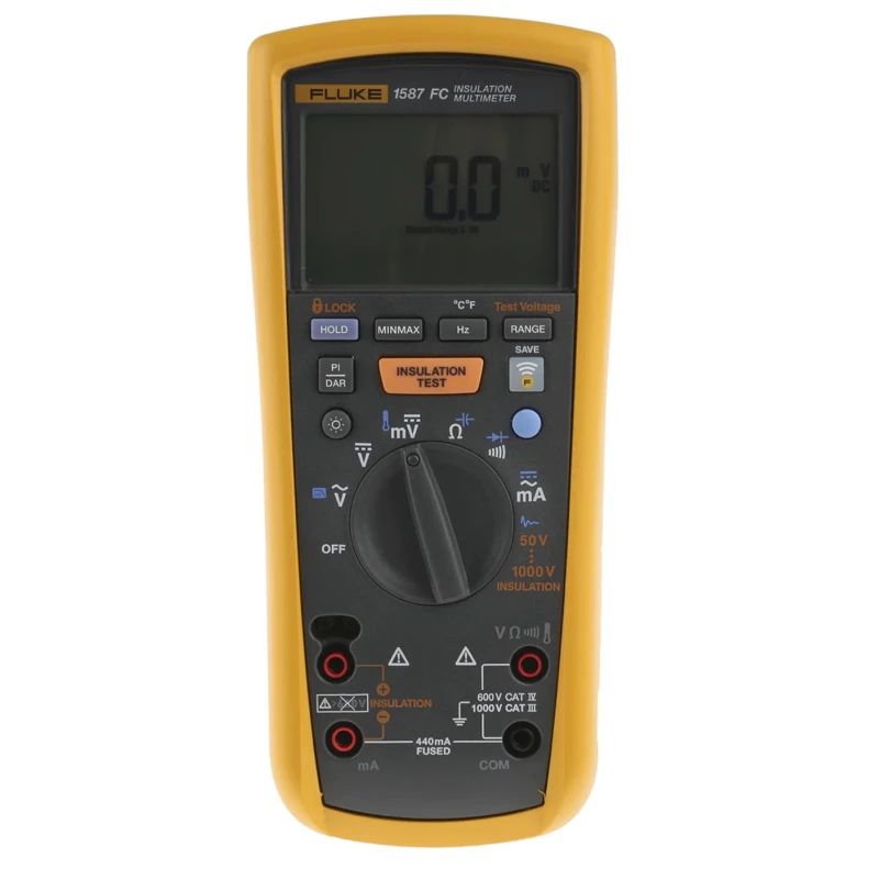 Fluke Digital Insulation Tester 50 V Min, 1 kV Max, 2 GΩ Resistance, 1 mA Test Current, CAT IV, CAT III Safety 2491945