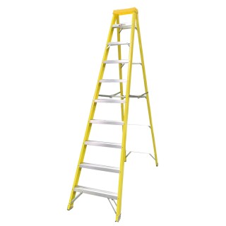 RS PRO Glass Reinforced Polyester 10 Steps Step Ladder, 2.11cm Platform Height, 2.8m Open Length 914-3493