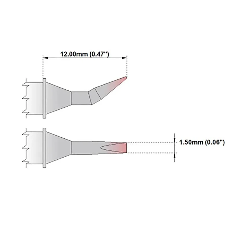 Thermaltronics 1.5 mm Bent Chisel 12 mm Soldering Iron Tip for MX-5200 MX-500 TMT-9000S-1 TMT-9000S-2 M6CB226