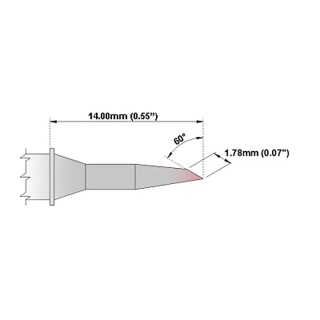 Thermaltronics 1.78 mm Bevel 14 mm Soldering Iron Tip for MX-500, MX-5200, MX-5000, TMT-9000S-2, TMT-9000S-1 M7BV350