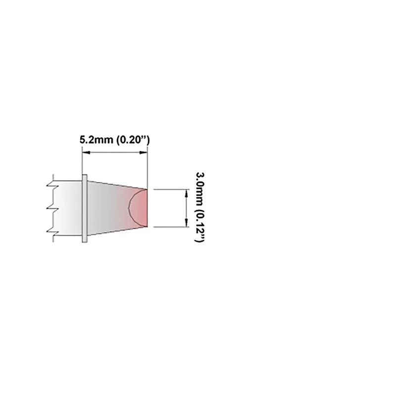 Thermaltronics 3 mm Straight Chisel 5.2 mm Soldering Iron Tip for MX-5200, MX-5000, TMT-9000S-1, MX-500 M8CH181