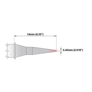 Thermaltronics 0.4 mm Straight Conical 14 mm Soldering Iron Tip PM75C300