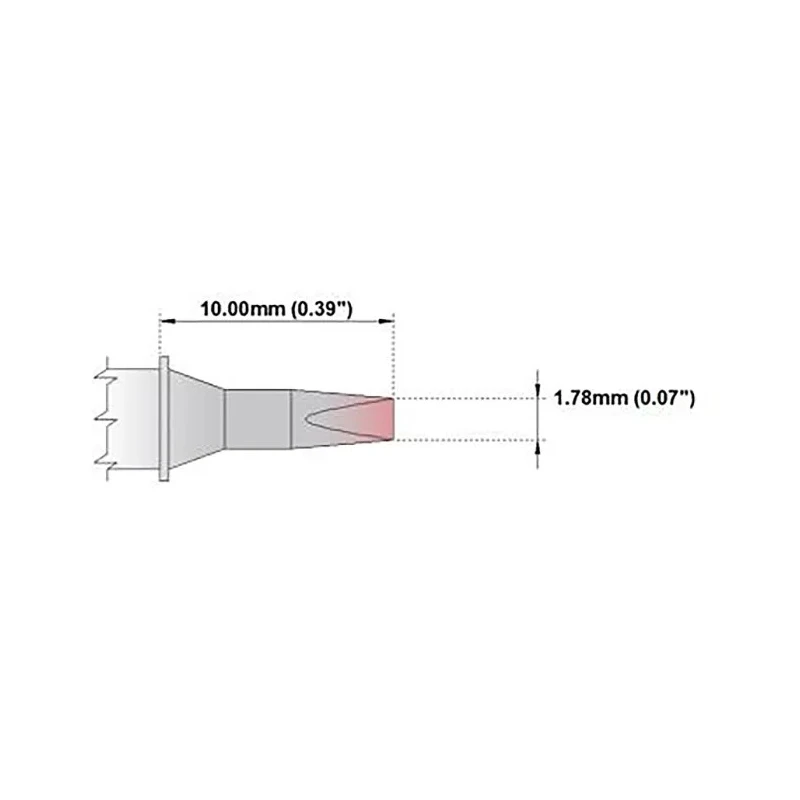 Thermaltronics 1.78 mm Straight Chisel 10 mm Soldering Iron Tip PM75CH176