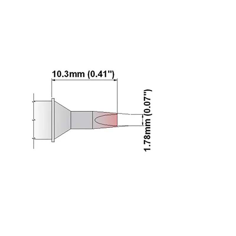 Thermaltronics 1.78 mm Straight Chisel 10.3 mm Soldering Iron Tip S75CH016