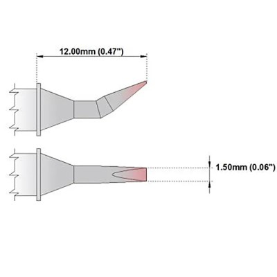 Thermaltronics 1.5 mm Bent Chisel 12 mm Length Soldering Iron Tip PM75CB226