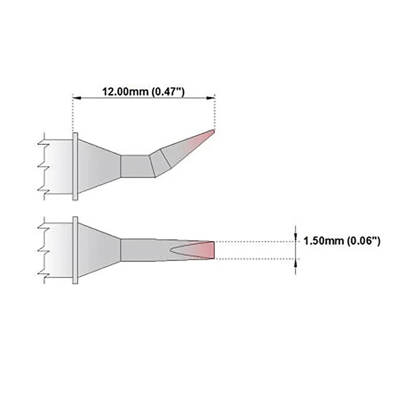 Thermaltronics 1.5 mm Bent Chisel 12 mm Length Soldering Iron Tip PM75CB226