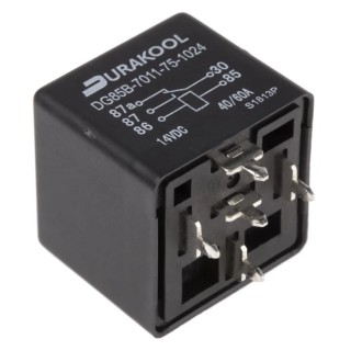 Durakool Power Relay with 24V DC Coil, 60A Switching Current, SPDT Contact Configuration DG85B-7011-75-1024
