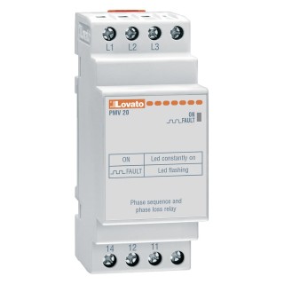 Lovato Electric 3 Phase SPDT Monitoring Relay, DIN Rail Mount, 110V AC, 240V AC PMV20A240