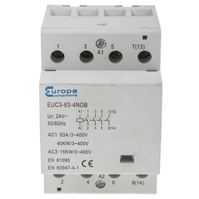 Europa 24V AC Coil 4-Pole 63A Motor Control Contactor EUC3-63-4NOB