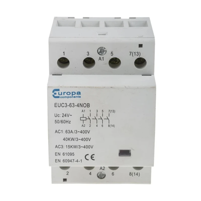 Europa 24V AC Coil 4-Pole 63A Motor Control Contactor EUC3-63-4NOB